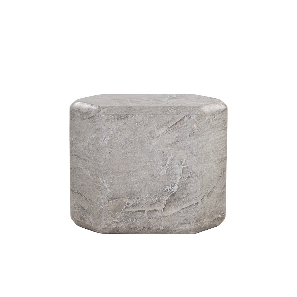 Spezza End Table - Low - Marble Look - Grey - Home Elegance USA