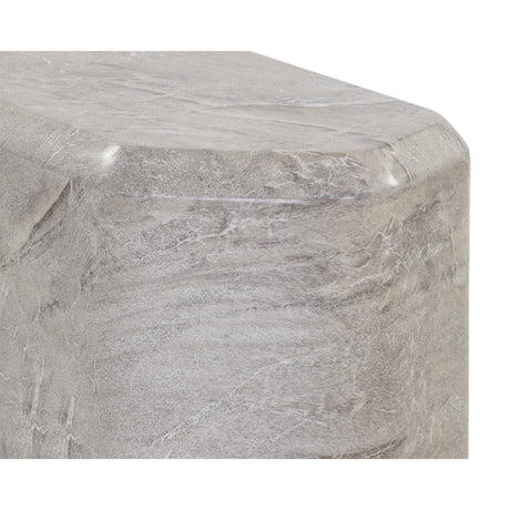 Spezza End Table - Low - Marble Look - Grey - Home Elegance USA