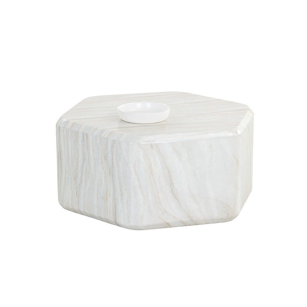 Spezza Coffee Table - Marble Look - Cream - Home Elegance USA