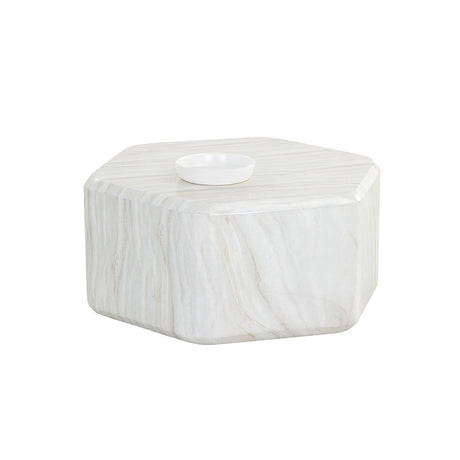 Spezza Coffee Table - Marble Look - Cream - Home Elegance USA