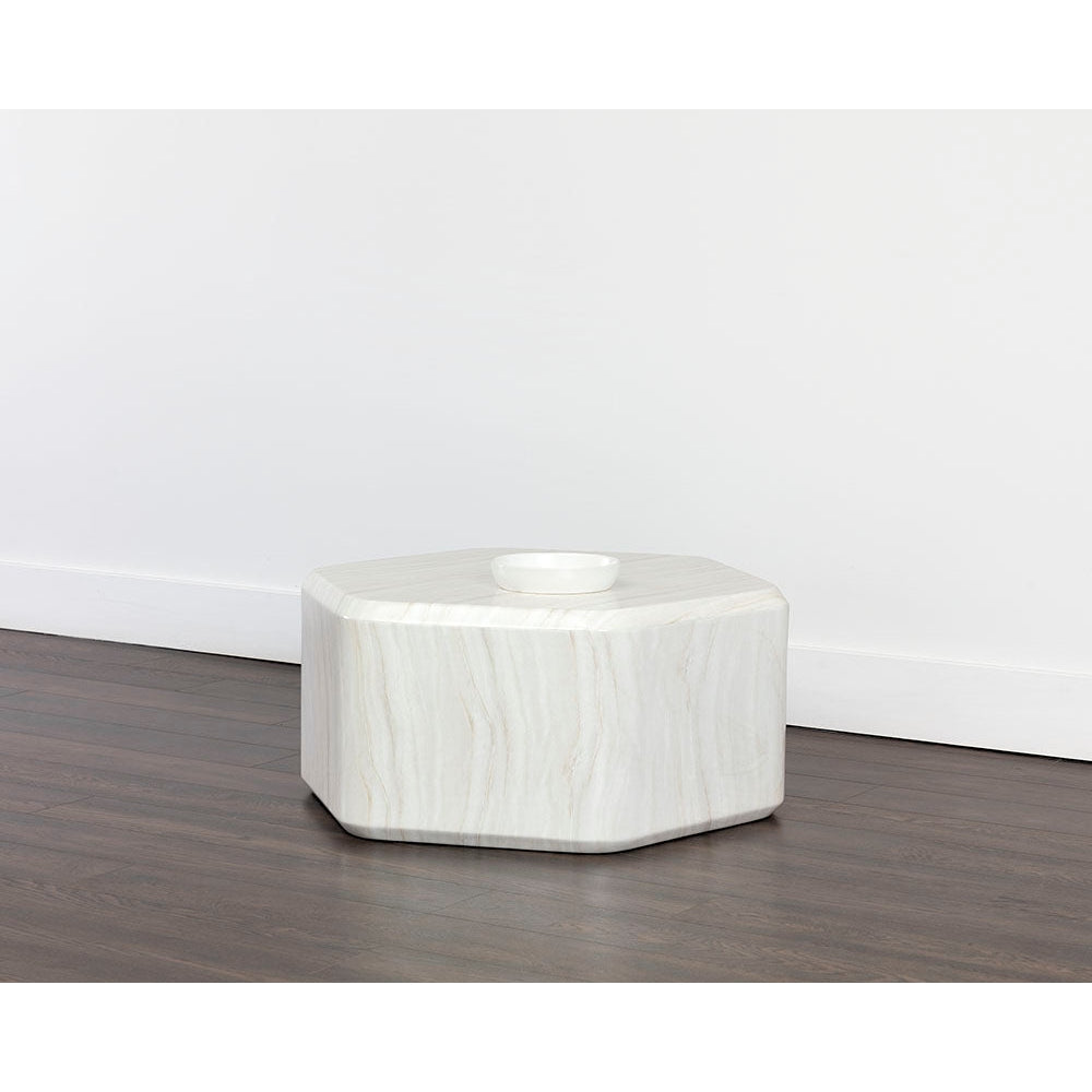 Spezza Coffee Table - Marble Look - Cream - Home Elegance USA