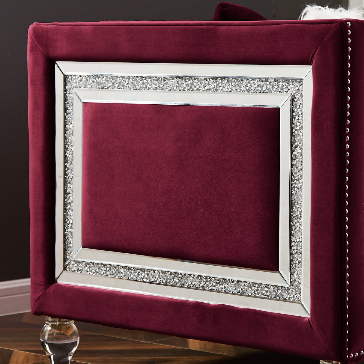 Single red velvet sofa Home Elegance USA