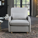 Huckleberry Light Gray Linen Accent Chair with Storage Ottoman and Folding Side Table - Home Elegance USA