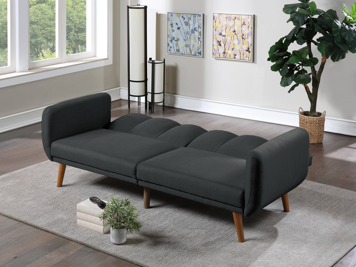 Elegant Modern Sofa Black Polyfiber 1pc Sofa Convertible Bed Wooden Legs Living Room Lounge Guest Furniture Home Elegance USA