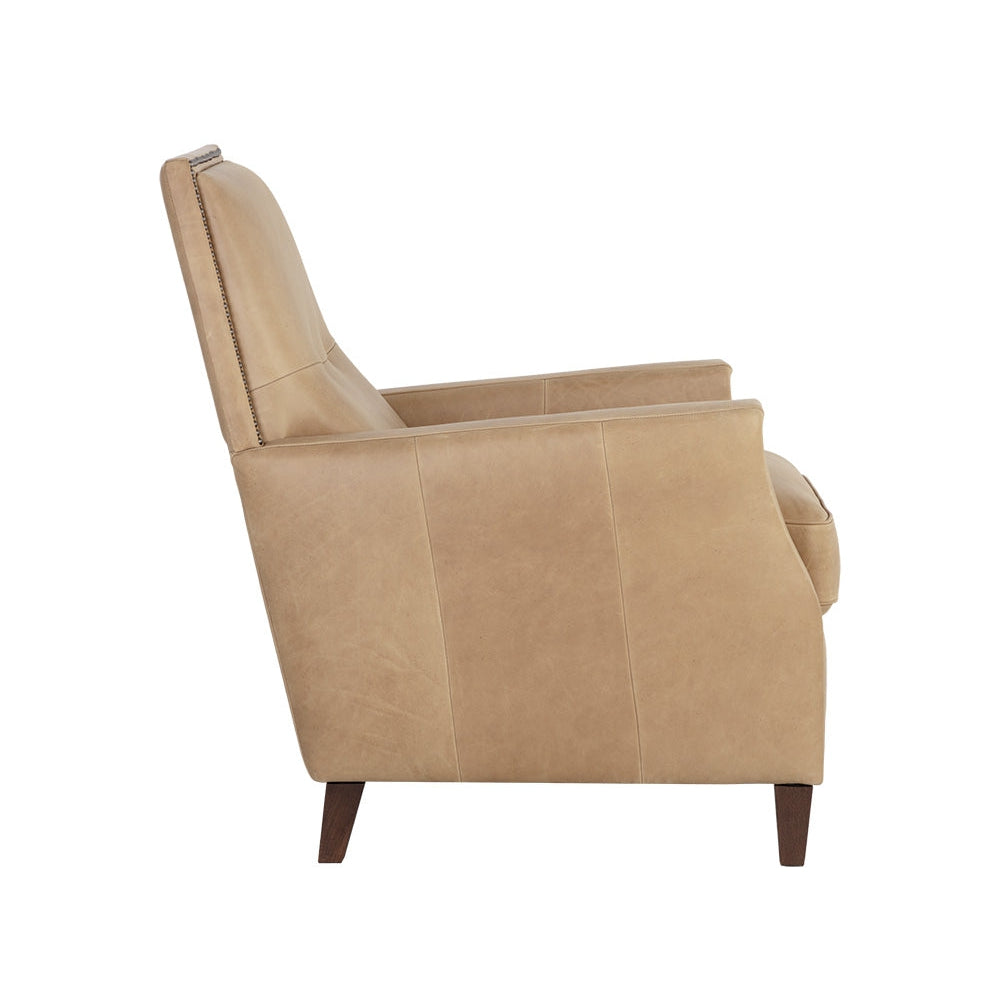 Florenzi Lounge Chair - Latte Leather - Home Elegance USA