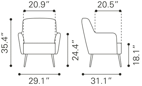 Zuo Tasmania Accent Chair Vintage