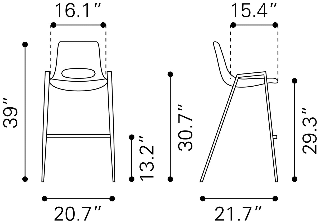 Zuo Desi Bar Chair - Set Of 2