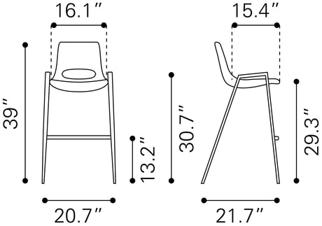 Zuo Desi Bar Chair - Set Of 2