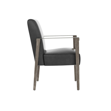 Earl Dining Armchair - Ash Grey - Brentwood Charcoal Leather - Home Elegance USA