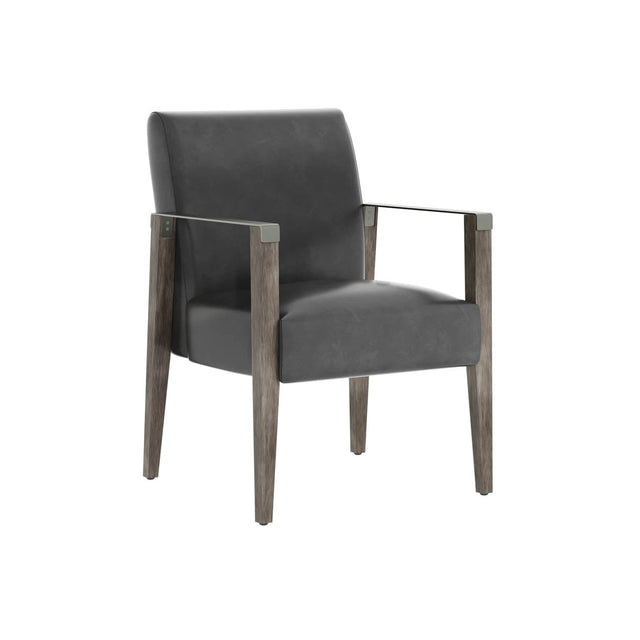 Earl Dining Armchair - Ash Grey - Brentwood Charcoal Leather - Home Elegance USA