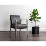 Earl Dining Armchair - Ash Grey - Brentwood Charcoal Leather - Home Elegance USA