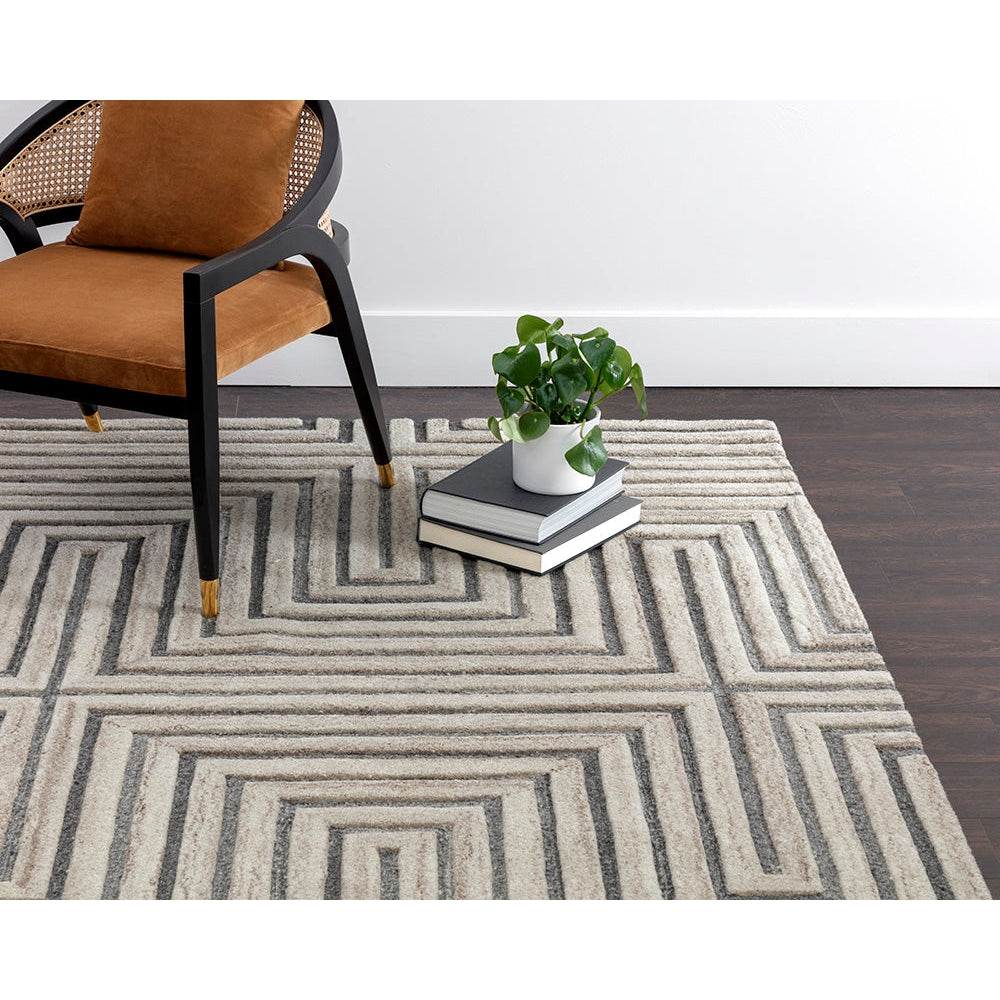 Oslow Hand - Tufted Rug - Beige / Grey - 6'' x 9'' - Home Elegance USA