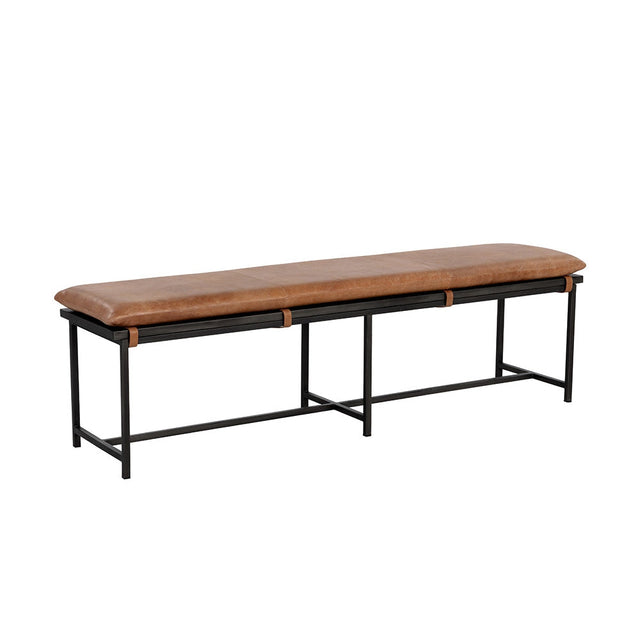 Zancor Bench - Tan Leather - Home Elegance USA