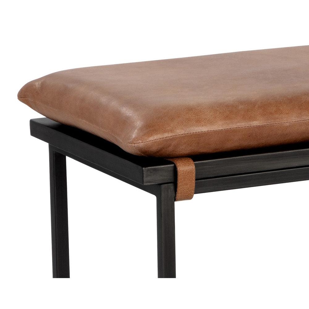 Zancor Bench - Tan Leather - Home Elegance USA