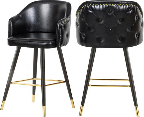 Meridian Furniture - Barbosa Faux Leather Bar-Counter Stool Set Of 2 In Black - 900Black-C