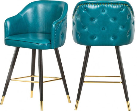 Meridian Furniture - Barbosa Faux Leather Bar-Counter Stool Set Of 2 In Blue - 900Blue-C