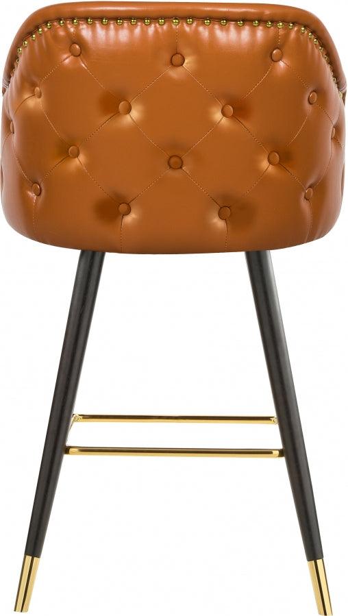 Barbosa Faux Leather Bar - Counter Stool Set Of 2 In Cognac - 900Cognac - C | Meridian | Home Elegance USA