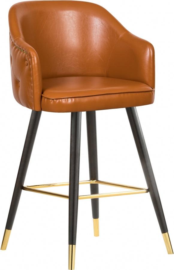 Barbosa Faux Leather Bar - Counter Stool Set Of 2 In Cognac - 900Cognac - C | Meridian | Home Elegance USA