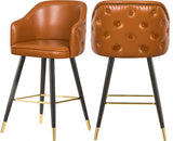 Meridian Furniture - Barbosa Faux Leather Bar-Counter Stool Set Of 2 In Cognac - 900Cognac-C