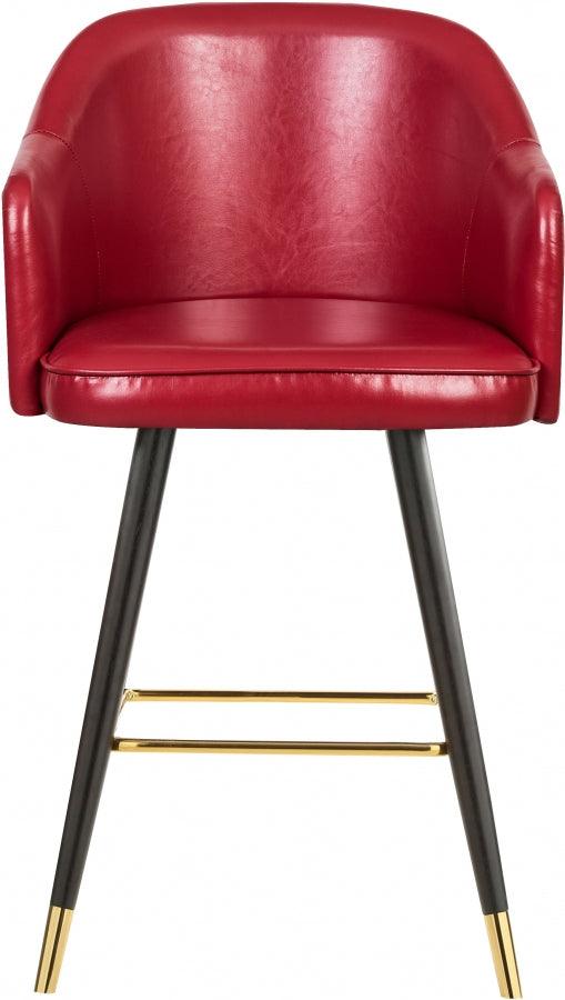 Barbosa Faux Leather Bar - Counter Stool Set Of 2 In Red - 900Red - C | Meridian | Home Elegance USA