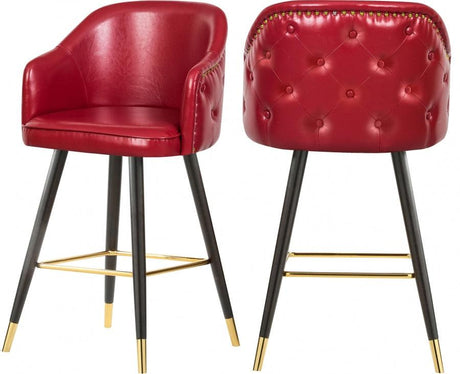 Barbosa Faux Leather Bar - Counter Stool Set Of 2 In Red - 900Red - C | Meridian | Home Elegance USA