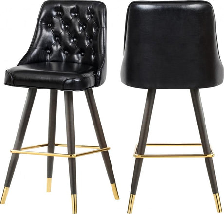 Meridian Furniture - Portnoy Faux Leather Counter Stool Set Of 2 In Black - 908Black-C