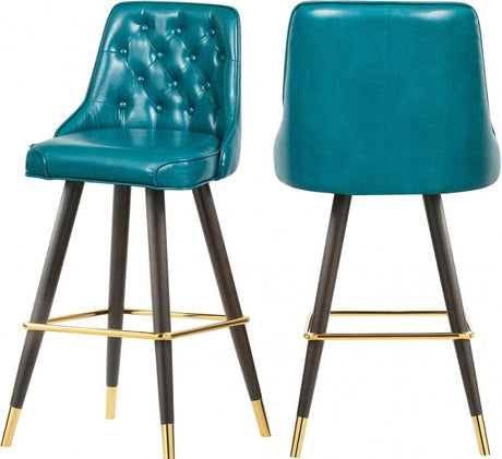 Meridian Furniture - Portnoy Faux Leather Counter Stool Set Of 2 In Blue - 908Blue-C