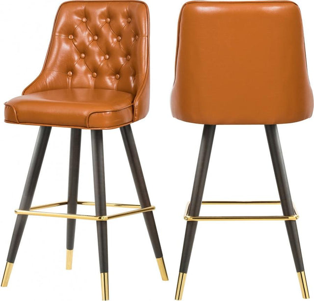 Meridian Furniture - Portnoy Faux Leather Counter Stool Set Of 2 In Cognac - 908Cognac-C