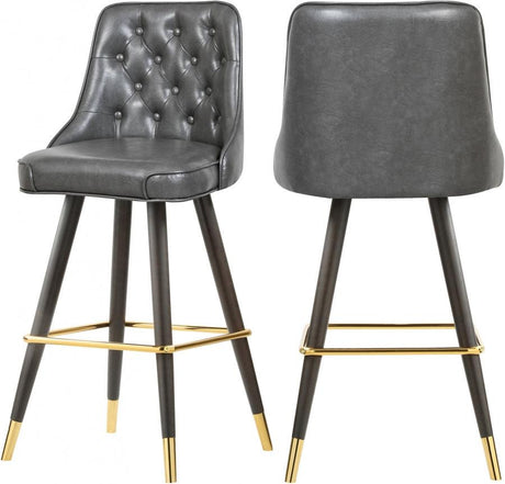 Meridian Furniture - Portnoy Faux Leather Counter Stool Set Of 2 In Grey - 908Grey-C