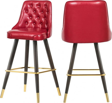 Meridian Furniture - Portnoy Faux Leather Counter Stool Set Of 2 In Red - 908Red-C