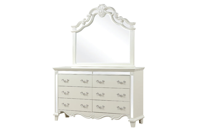 Milan Mirror Framed Dresser made with Wood in White - Home Elegance USA