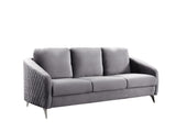 Sofia Gray Velvet Fabric Sofa Loveseat Chair Living Room Set Home Elegance USA