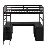 Twin size Loft Bed with Drawers, Cabinet, Shelves and Desk, Wooden Loft Bed with Desk - Espresso(OLD SKU :LP000505AAP) - Home Elegance USA