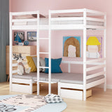 Functional Loft Bed (turn into upper bed and down desk，cushion sets are free),Twin Size,White - Home Elegance USA