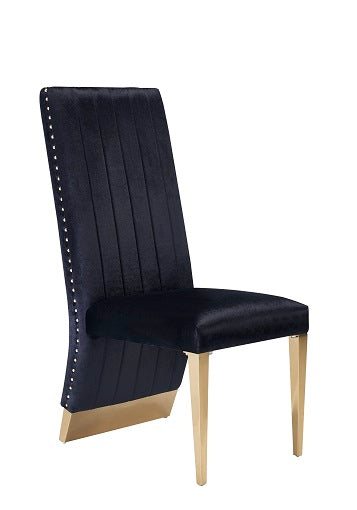 Vig Furniture Modrest Keisha - Modern Black Velvet and Gold Dining Chair Set of 2
