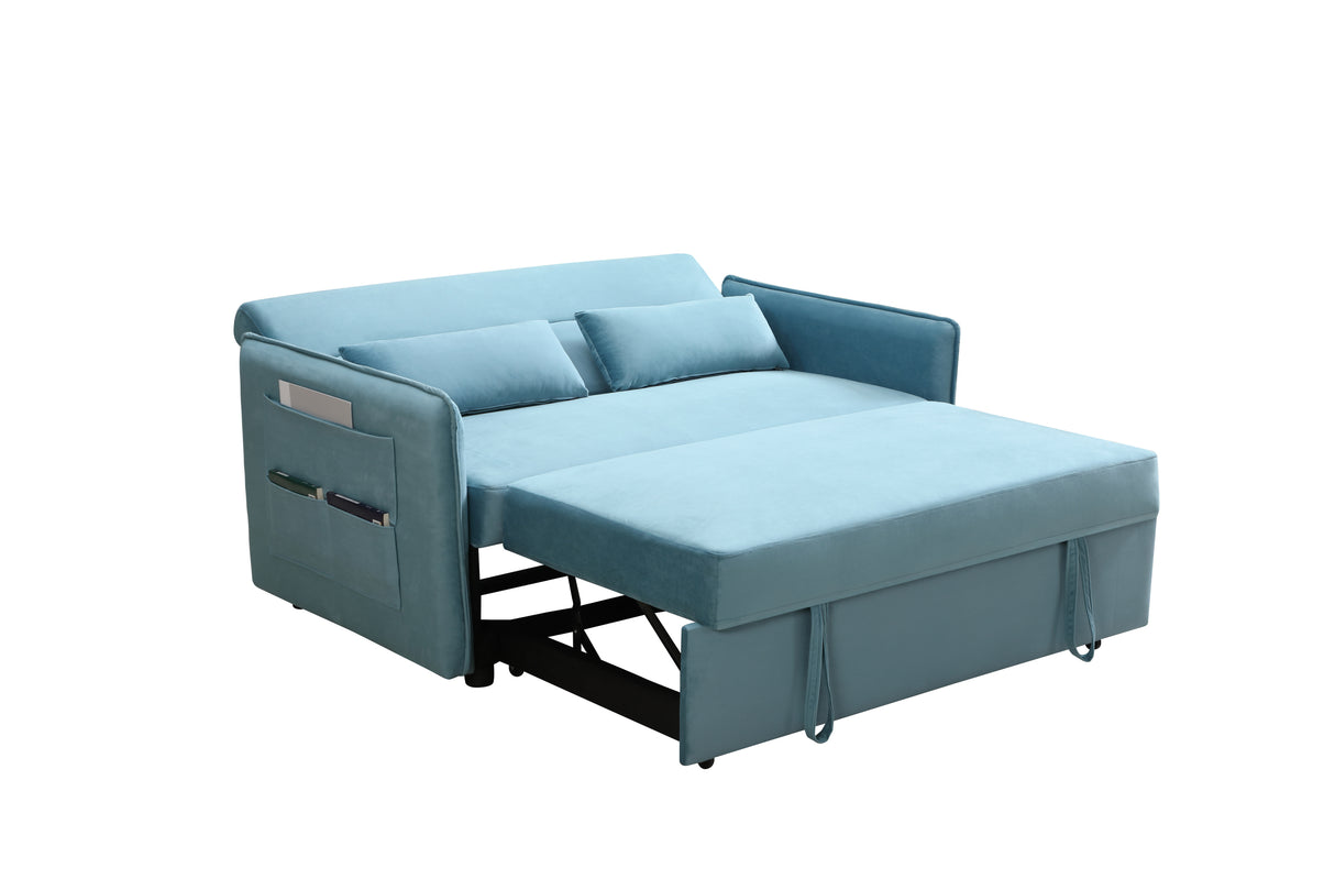 MEGA Pull Out Sofa Bed, Modern Adjustable Pull Out Bed Lounge Chair with 2 Side Pockets, 2 Pillows for Home Office