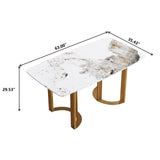 63"Modern artificial stone pandora white curved golden metal leg dining table - 6 people - W1535S00173 - image - 12