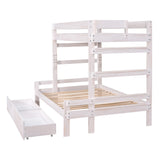 Twin over Full Wood Bunk Bed with 2 Drawers, White - Home Elegance USA