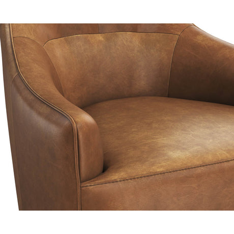 Carmine Swivel Lounge Chair - Cognac Leather - Home Elegance USA