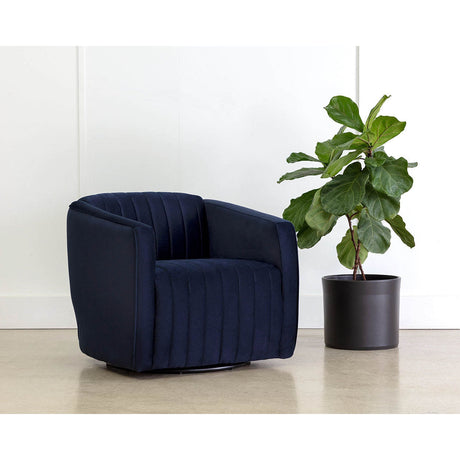 Garrison Swivel Lounge Chair - Abbington Navy - Home Elegance USA