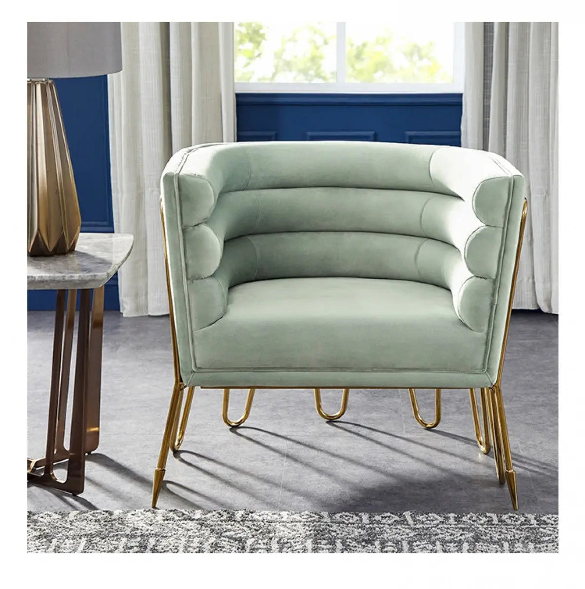Vig Furniture - Divani Casa Bixby Modern Light Green & Gold Lounge Chair - Vgca1105-Chr-Grn