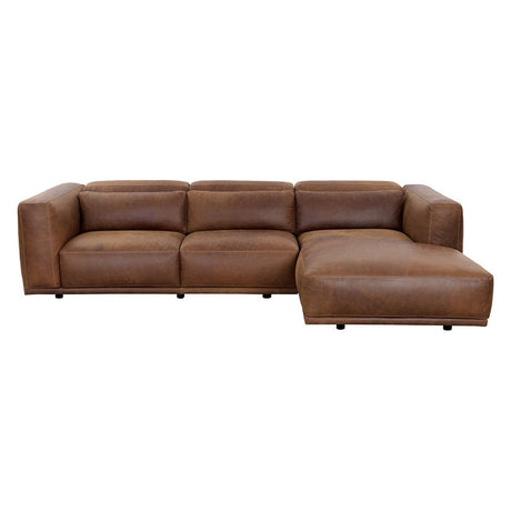 Santino Sofa Chaise - Raf - Aged Cognac Leather - Home Elegance USA