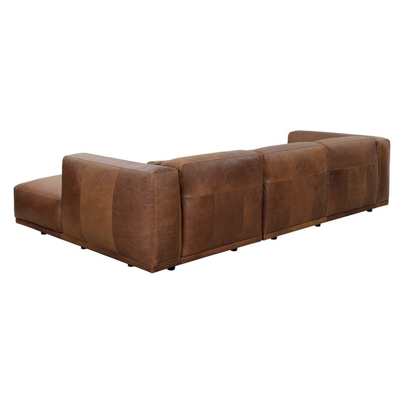 Santino Sofa Chaise - Raf - Aged Cognac Leather - Home Elegance USA