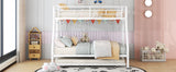 Twin over Full Bed with Sturdy Steel Frame, Bunk Bed with Twin Size Trundle, Two-Side Ladders, White - Home Elegance USA