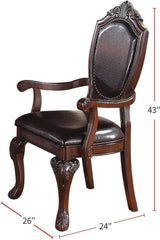 Formal Dining Room Table w Leaf 2x Arm Chairs And 6x Side Chairs Brown 9pc Set Dining Table Double Pedestal Base Royal Rectangle Table - Home Elegance USA