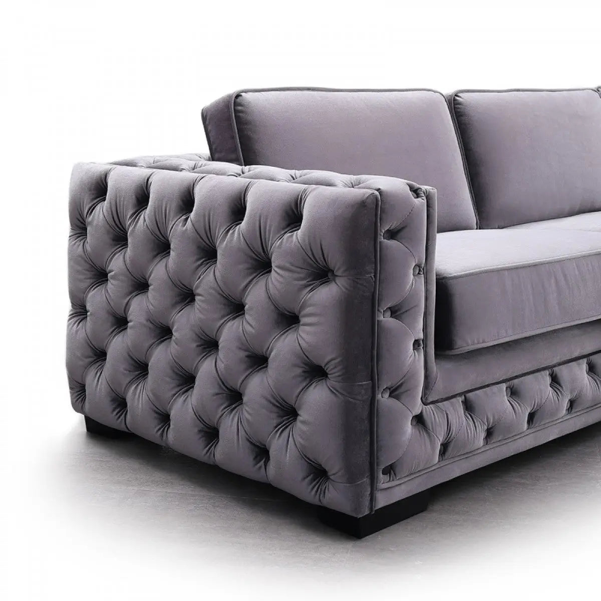 Divani Casa Jean Modern Grey Velvet Sectional Sofa Vg2T1125 - Gry | Home Elegance USA