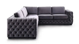 Divani Casa Jean Modern Grey Velvet Sectional Sofa Vg2T1125 - Gry | Home Elegance USA