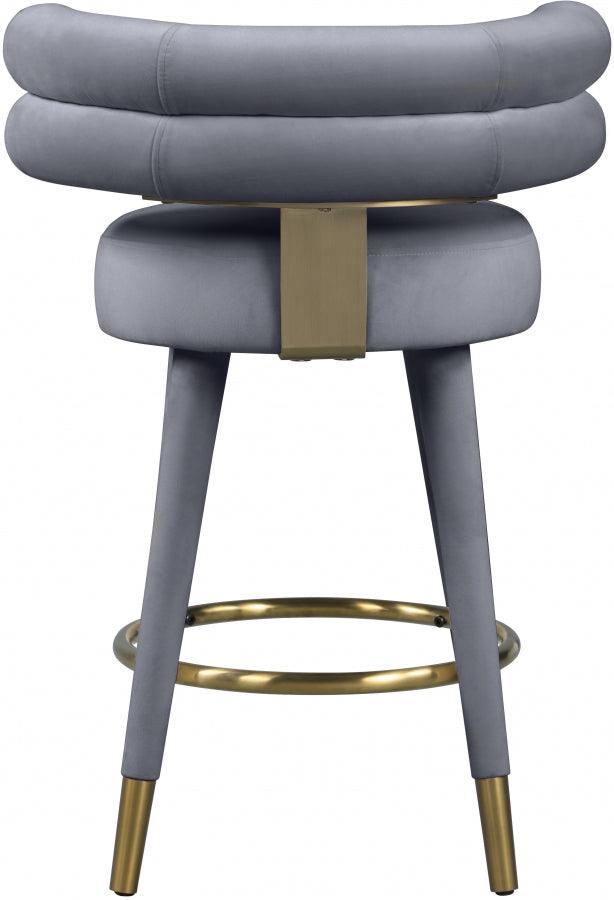 Meridian Furniture - Fitzroy Velvet Counter Stool Set Of 2 In Grey - 798Grey-C