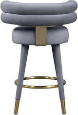 Meridian Furniture - Fitzroy Velvet Counter Stool Set Of 2 In Grey - 798Grey-C