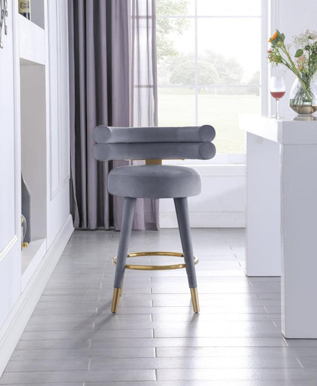 Meridian Furniture - Fitzroy Velvet Counter Stool Set Of 2 In Grey - 798Grey-C